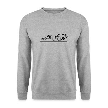 Triathlon Swim Bike Run - Unisex Sweatshirt - salt & pepper - Front - Alina (178cm) & Michal (187cm)