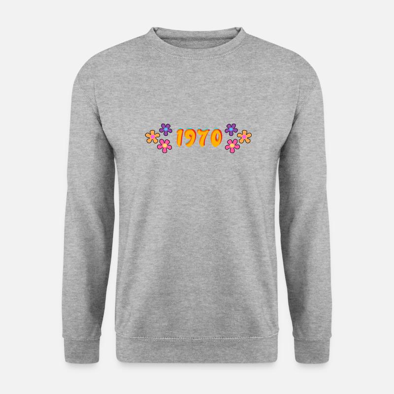 1970 Hippie-Stil - Unisex Pullover - Weißgrau meliert