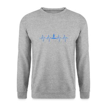 Stand Up Paddling Heartbeat ECG - Sweat-shirt Unisexe - gris chiné - Devant - Alina (178cm) & Michal (187cm)
