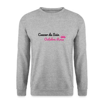 Cancer du Sein octobre rose - Sweat-shirt Unisexe - gris chiné - Devant - Alina (178cm) & Michal (187cm)