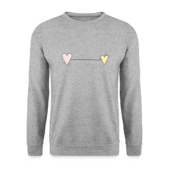 Heart Line Horizontal - Unisex Sweatshirt - salt & pepper - Front - Alina (178cm) & Michal (187cm)