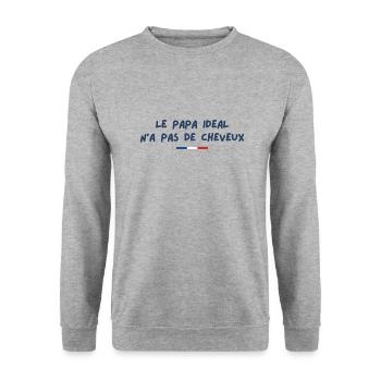 Le Papa Idéal N’a Pas De Cheveux - Unisex Sweatshirt - salt & pepper - Front - Alina (178cm) & Michal (187cm)