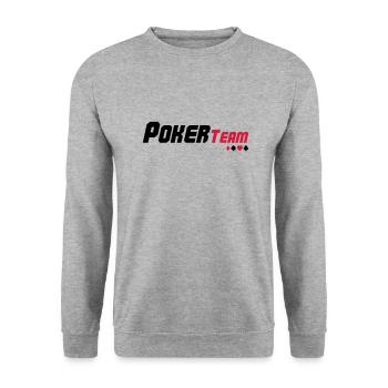 poker_team_02 - Unisex Pullover - Weißgrau meliert - Vorne - Alina (178cm) & Michal (187cm)