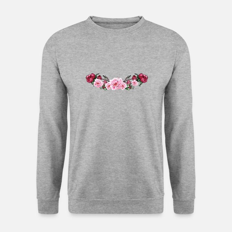 Blumen - Unisex Pullover - Weißgrau meliert