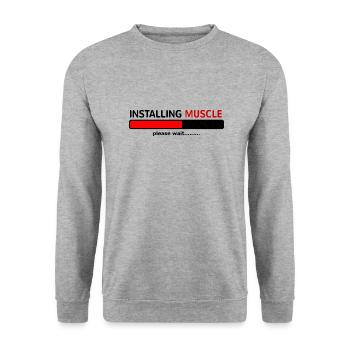 INSTALLING MUSCLE PLEASE WAIT..... - Unisex Sweatshirt - salt & pepper - Front - Alina (178cm) & Michal (187cm)