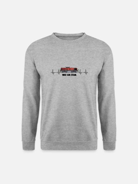 V90 Herz aus Stahl - Rangierlok Lokrangierführer - Unisex Pullover - Weißgrau meliert