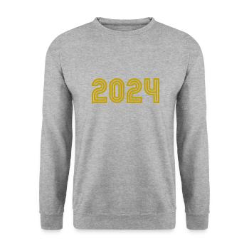 2024. FROHES NEUES JAHR. SILVESTER. NEUJAHR - Unisex Pullover - Weißgrau meliert - Vorne - Alina (178cm) & Michal (187cm)