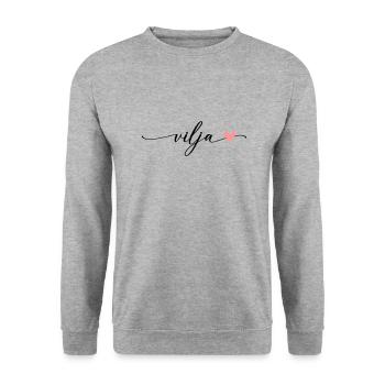 Vilja Name Calligraphy Font - Unisex Sweatshirt - salt & pepper - Front - Alina (178cm) & Michal (187cm)