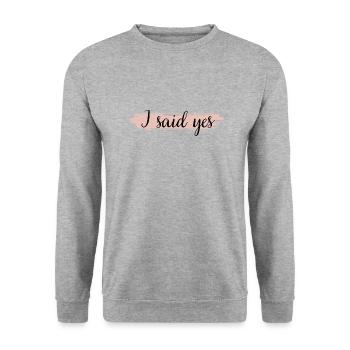 Junggesellinnenabschied - I said yes - Unisex Pullover - Weißgrau meliert - Vorne - Alina (178cm) & Michal (187cm)