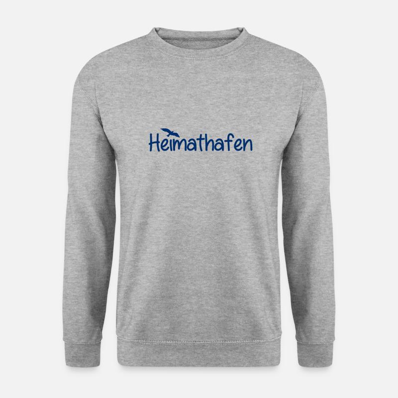 Heimathafen - Küste - Nordsee - Ostsee - Strand - Unisex Pullover - Weißgrau meliert