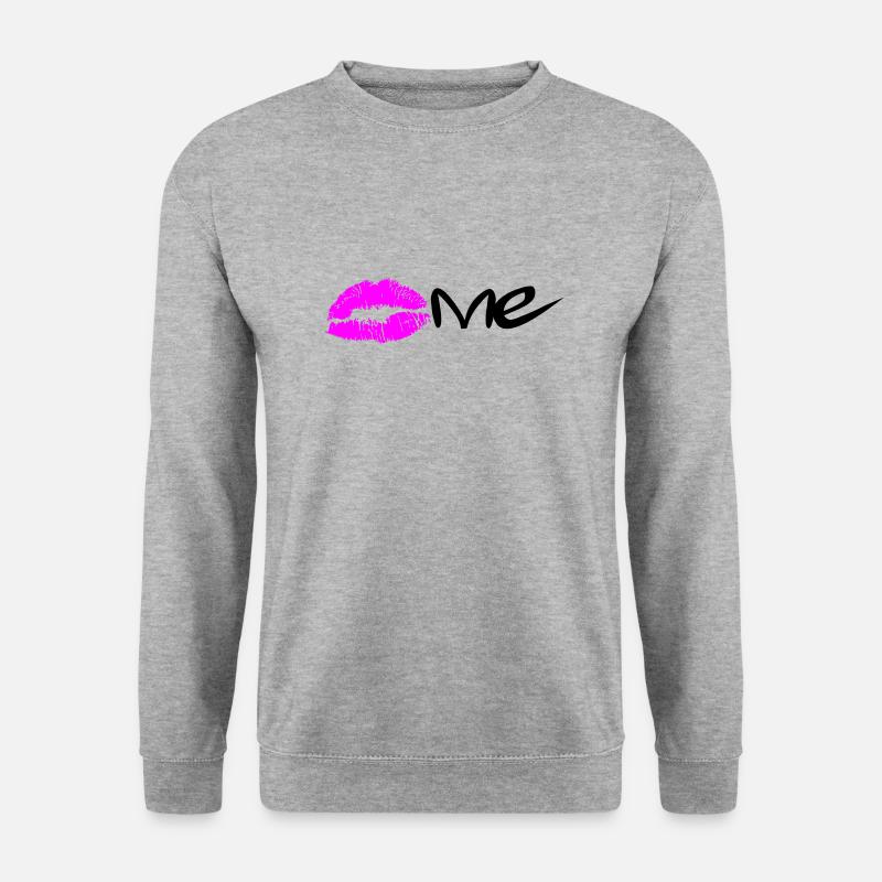 Kiss me - Unisex Pullover - Weißgrau meliert
