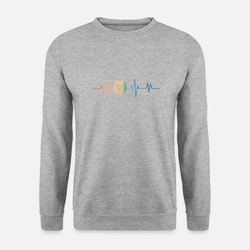 Retro Heartbeat Löffel und Gabel - Unisex Pullover - Weißgrau meliert