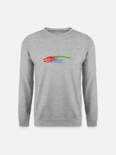 Lebendige Farbstreifen mit Baumemblem - Unisex Pullover - Weißgrau meliert