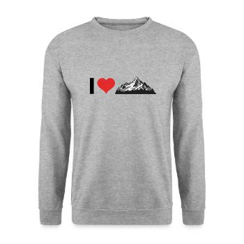 I love Mountains - Hiking Sports Design - Unisex Pullover - Weißgrau meliert - Vorne - Alina (178cm) & Michal (187cm)