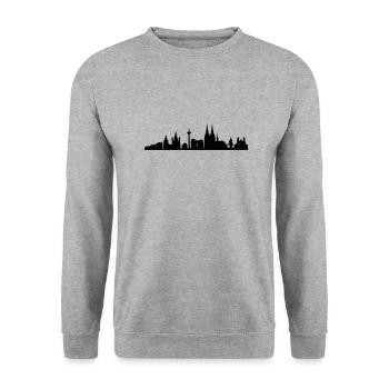 Koeln_Skyline - Sweat-shirt Unisexe - gris chiné - Devant - Alina (178cm) & Michal (187cm)