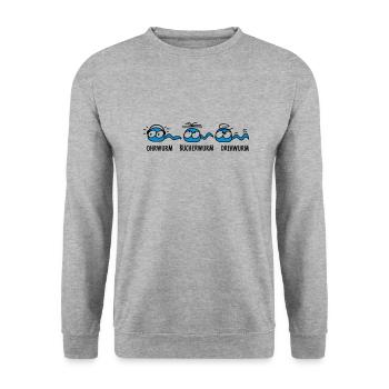 drei Musen - Unisex Pullover - Weißgrau meliert - Vorne - Alina (178cm) & Michal (187cm)