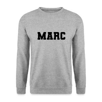 Name - Marc - Unisex Pullover - Weißgrau meliert - Vorne - Alina (178cm) & Michal (187cm)