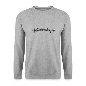 Ligne cardiaque de pouls de Styrie - Sweat-shirt Unisexe - gris chiné - Devant - Alina (178cm) & Michal (187cm)