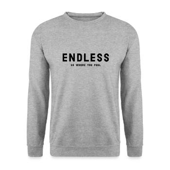 ENDLOS Geh dorthin, wo du dich fühlst - Unisex Pullover - Weißgrau meliert - Vorne - Alina (178cm) & Michal (187cm)