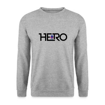 Hero Logo - Unisex Pullover - Weißgrau meliert - Vorne - Alina (178cm) & Michal (187cm)