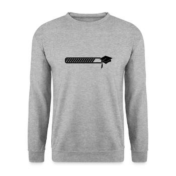 Examenshut - Abi - Abschluss loading - Unisex Pullover - Weißgrau meliert - Vorne - Alina (178cm) & Michal (187cm)