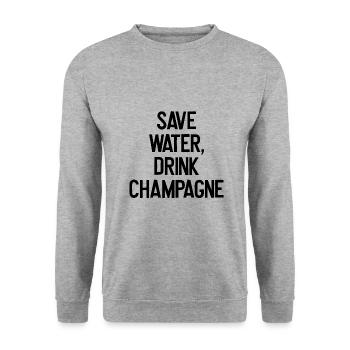 Save Water, Drink Spruch - Unisex Pullover - Weißgrau meliert - Vorne - Alina (178cm) & Michal (187cm)
