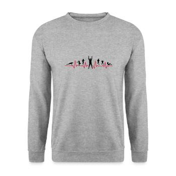 Sport - Gruppe Fitness Puls - Unisex Pullover - Weißgrau meliert - Vorne - Alina (178cm) & Michal (187cm)