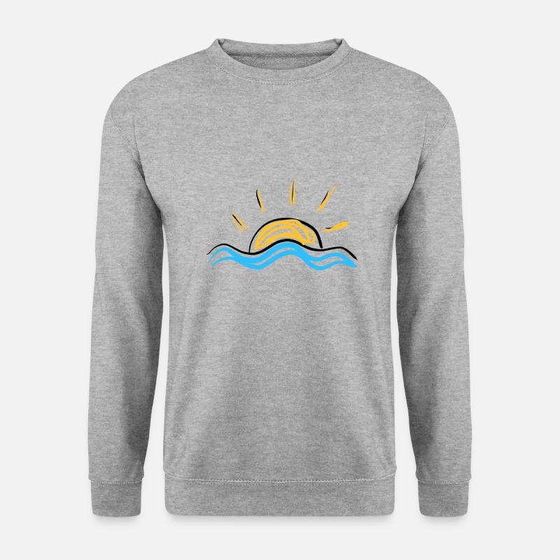 Sonne Meer - Unisex Pullover - Weißgrau meliert