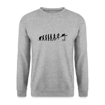 Hürdenlauf Leichtathletik Evolution Hürdenläufer - Unisex Pullover - Weißgrau meliert - Vorne - Alina (178cm) & Michal (187cm)