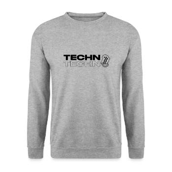 Techno Acid Blurred Logo - Sweat-shirt Unisexe - gris chiné - Devant - Alina (178cm) & Michal (187cm)