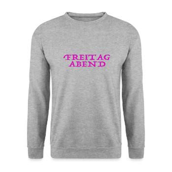 Freitag-Abend PINK - Unisex Pullover - Weißgrau meliert - Vorne - Alina (178cm) & Michal (187cm)