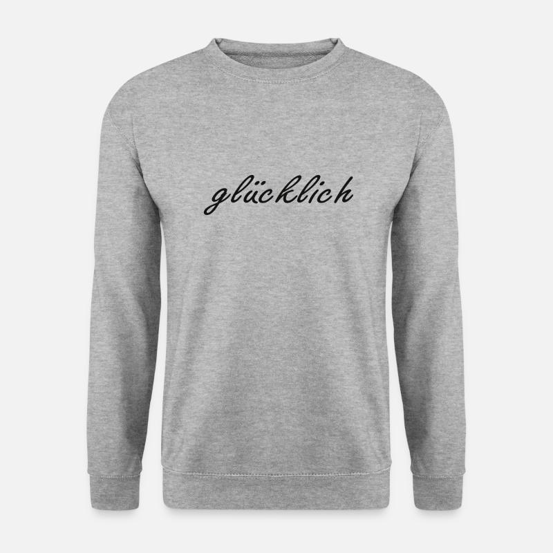 glücklich - Unisex Pullover - Weißgrau meliert