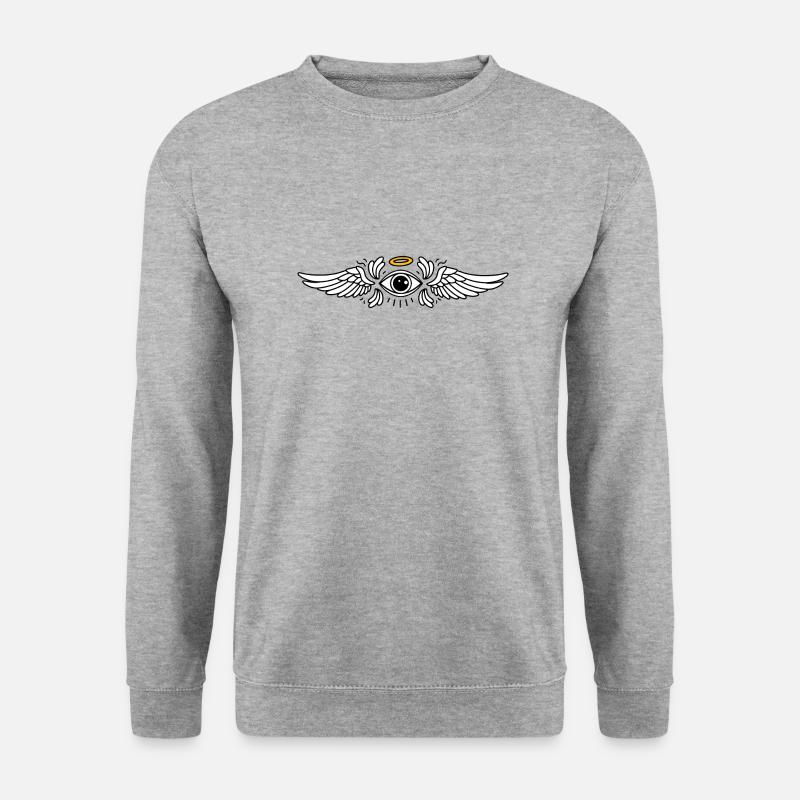 Seraphim Engel Design Augen und Flügel - Unisex Pullover - Weißgrau meliert