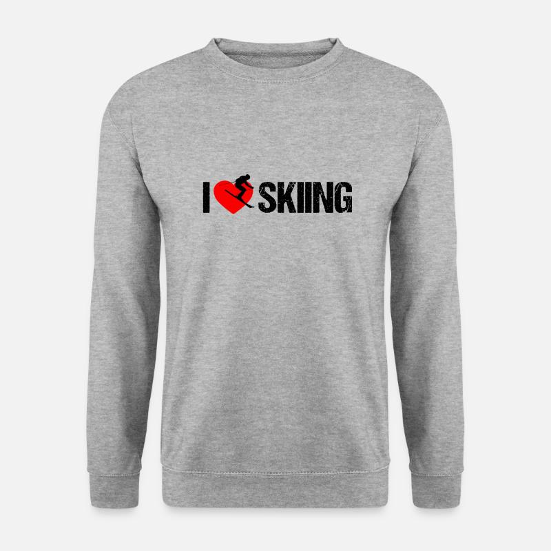 I love skiing - Unisex Pullover - Weißgrau meliert