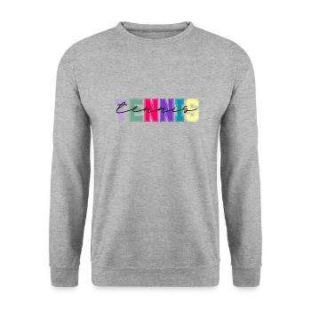 Tennis couleurs - cadeau amateur de tennis - Sweat-shirt Unisexe - gris chiné - Devant - Alina (178cm) & Michal (187cm)