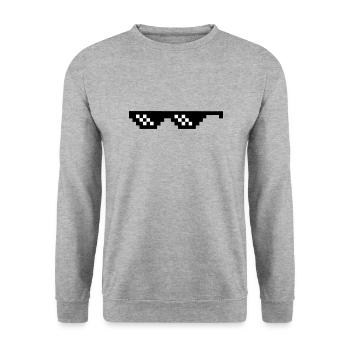 thug glasses gangster cool gift pixel glasses - Unisex Sweatshirt - salt & pepper - Front - Alina (178cm) & Michal (187cm)