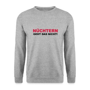 Nüchtern geht das nicht! - Unisex Pullover - Weißgrau meliert - Vorne - Alina (178cm) & Michal (187cm)