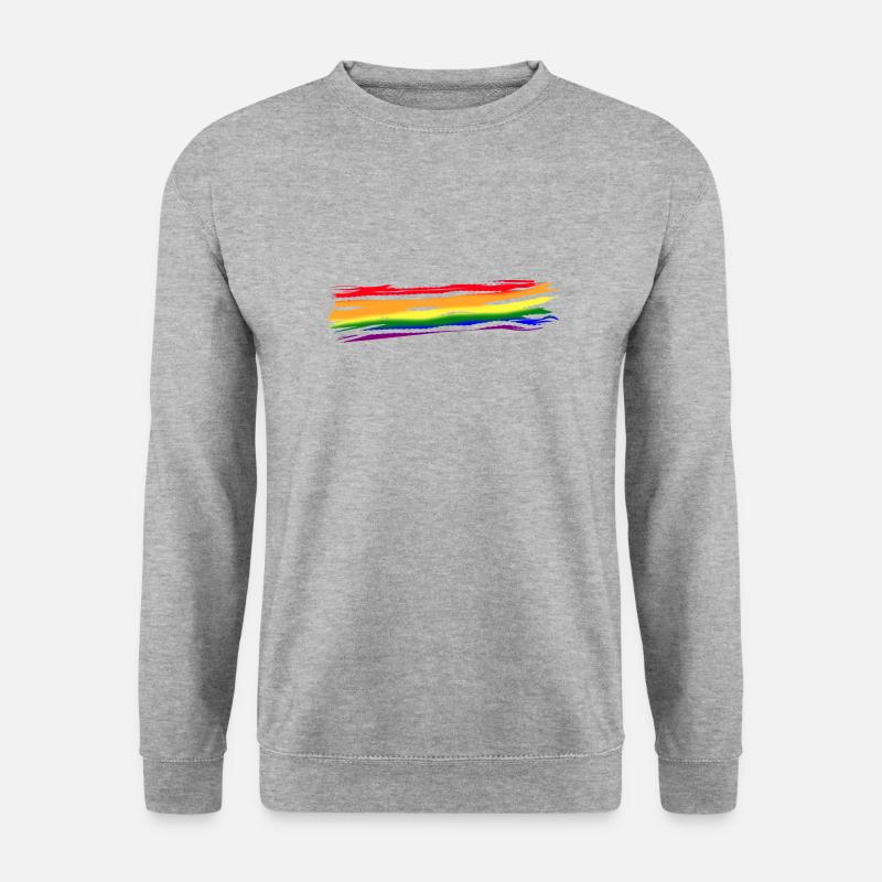 Regenbogen Freiheit Farbstrich LGBTQ Sechs Farben - Unisex Pullover - Weißgrau meliert