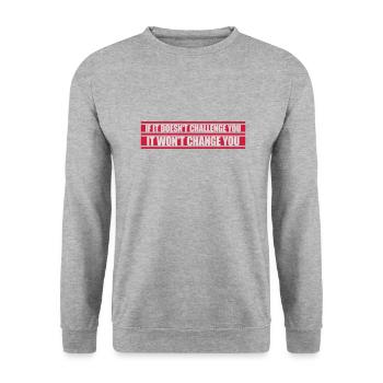 Séance d’entraînement Fitness Motivation Citation - Sweat-shirt Unisexe - gris chiné - Devant - Alina (178cm) & Michal (187cm)