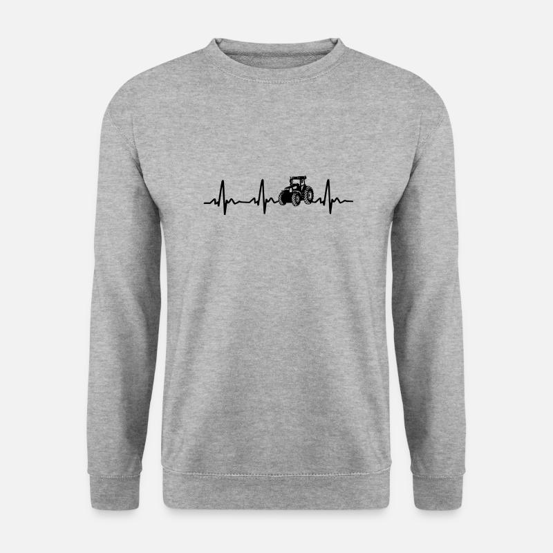 Traktor Herzschlag Ekg - Unisex Pullover - Weißgrau meliert