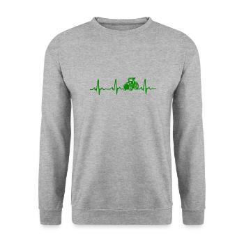 ECG de battement de cœur de tracteur - Sweat-shirt Unisexe - gris chiné - Devant - Alina (178cm) & Michal (187cm)