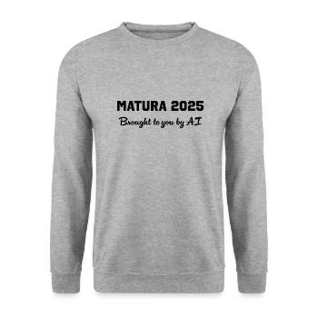 Matura brought to you by AI - Unisex Pullover - Weißgrau meliert - Vorne - Alina (178cm) & Michal (187cm)