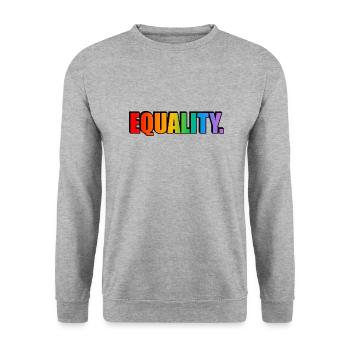 GLEICHBERECHTIGUNG - Regenbogentext - LGBT Pride Monat - Unisex Pullover - Weißgrau meliert - Vorne - Alina (178cm) & Michal (187cm)