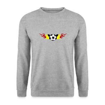 Football Flames (Belgien) - Unisex Pullover - Weißgrau meliert - Vorne - Alina (178cm) & Michal (187cm)