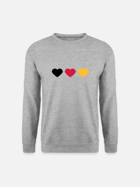 3 Herzen Deutschland Flagge Farben Liebe Deutsch - Unisex Pullover - Weißgrau meliert