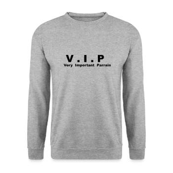 Very Important Parrain - VIP - Sweat-shirt Unisexe - gris chiné - Devant - Alina (178cm) & Michal (187cm)