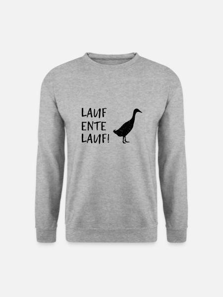 Laufente lauf Geschenk Ente Entenbesitzer - Unisex Pullover - Weißgrau meliert