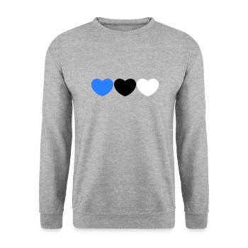 Estnisches Herz - Unisex Pullover - Weißgrau meliert - Vorne - Alina (178cm) & Michal (187cm)