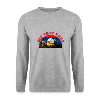 Laos Lao Laotien drapeau Temple Lao I cadeau - Sweat-shirt Unisexe - gris chiné - Devant - Alina (178cm) & Michal (187cm)