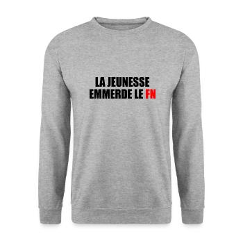 Fuck the National Front - Unisex Sweatshirt - salt & pepper - Front - Alina (178cm) & Michal (187cm)